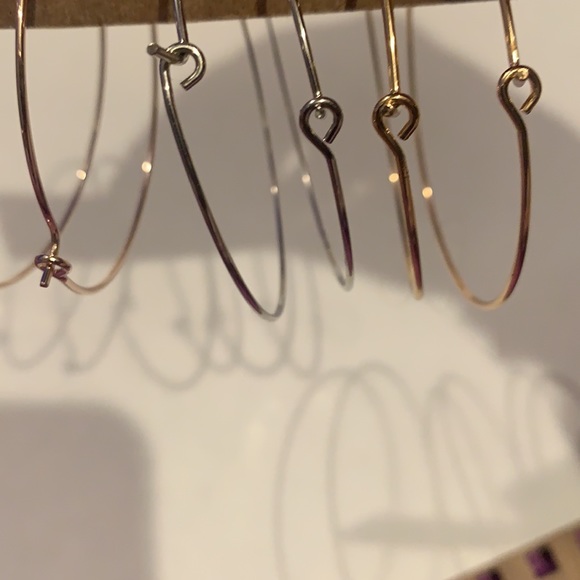 3 Pack hoop earrings in silver, gold & rose gold - Picture 3 of 4